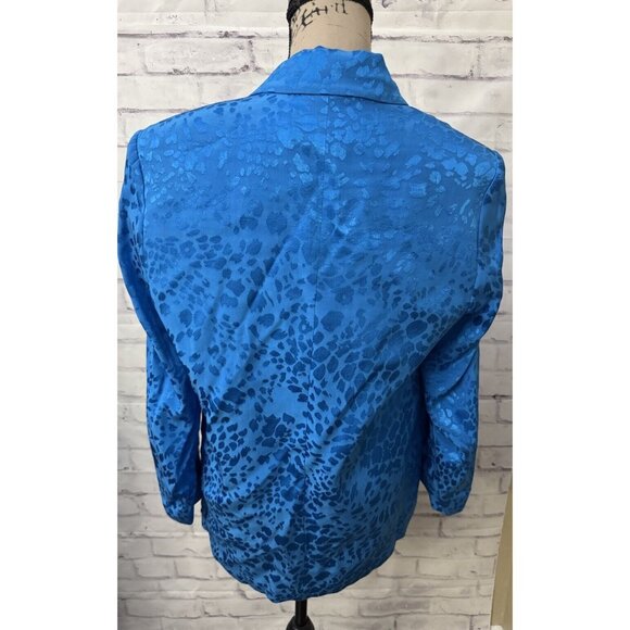 Zara Double Breasted Blue Leopard Jacquard Blazer Size Small Career Jacket - Picture 3 of 13